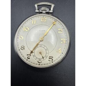 1935 Elgin Pocket Watch 7 Jewels Size 12 Model 4 /Servicing & Repair Needed